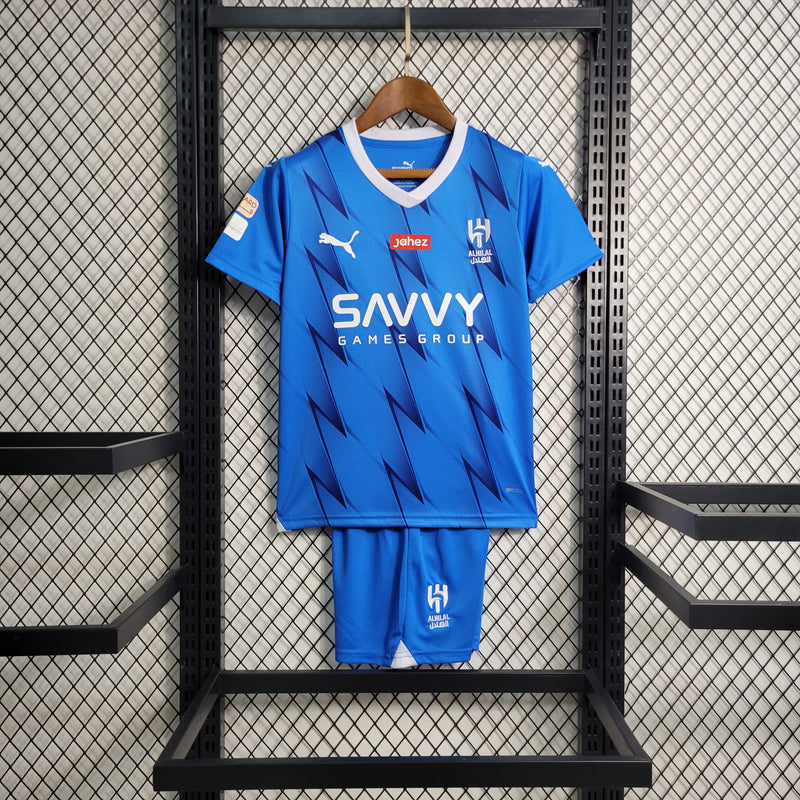 Kit infantil do Neymar Al hilal azul 2023