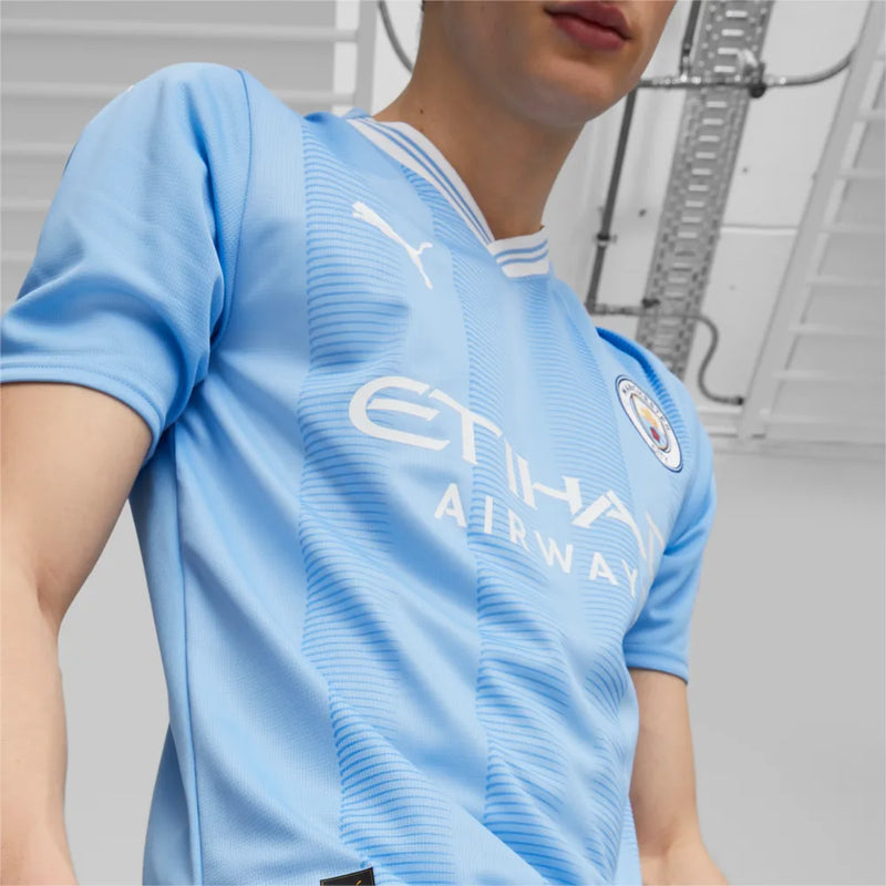 nova camisa azul titular home do machester city haaland 2023 2024