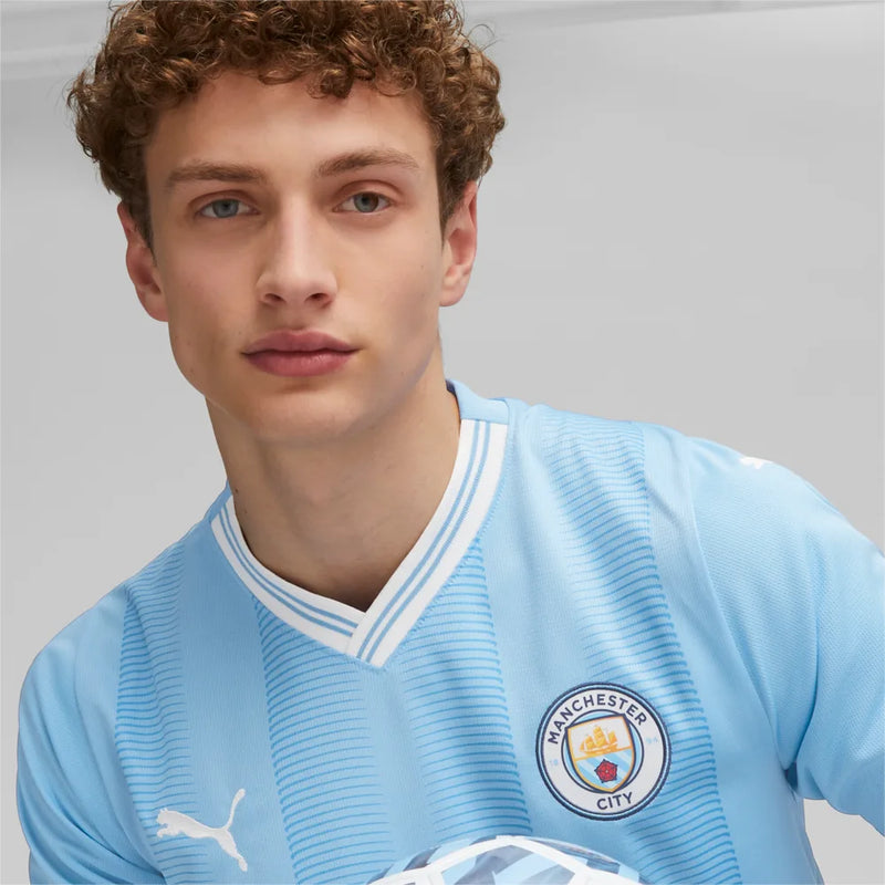 nova camisa azul titular home do machester city haaland 2023 2024