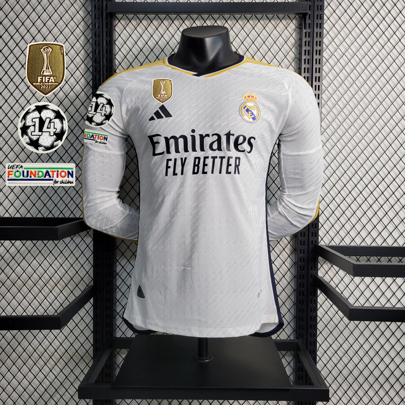 nova camisa 2 real madrid manga longa vini jr 2023 2024